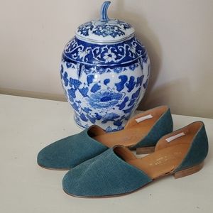 UNISA flats, open sides, size 8B, dark teal